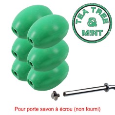 Savon vert rotatif "Tea Tree and Mint" Provendi (lot de 6) - Recharge à écrou