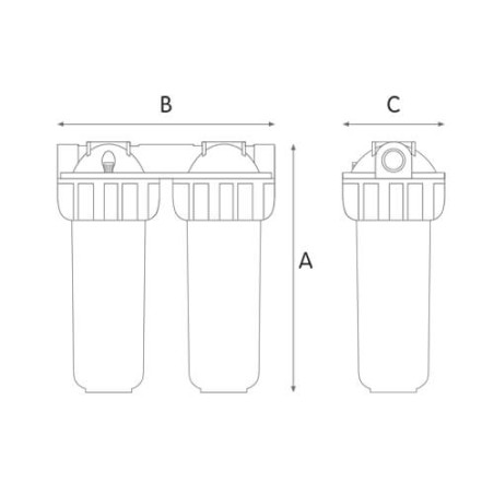 Carter porte filtre 3P duplex 10'' Senior BX entrée/sortie 3/4'' femelle