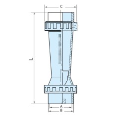 Débitmètre à ludion - flotteur ABS 12000-60000L/h - Raccords PVC 75 mm à coller  2