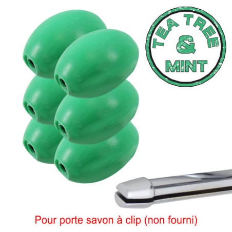 Savon vert rotatif "Tea Tree and Mint" Provendi (lot de 6) - Recharge à clip