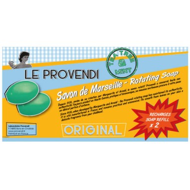 Savon vert rotatif "Tea Tree and Mint" Provendi (lot de 2) - Recharge à clip