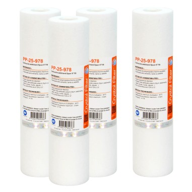 Cartouche PP-25-978 sédiment SPUN 9''7/8 - Filtre 25 µm - Crystal Filter® (lot de 4)