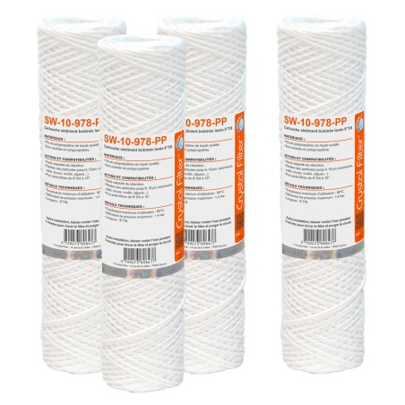 Cartouche SW-10-978-PP sédiment bobinée 9''7/8 - Filtre 10 µm - Crystal Filter® (lot de 4)
