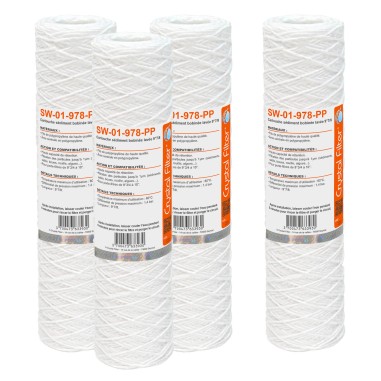 Cartouche SW-01-978-PP sédiment bobinée 9''7/8 - Filtre 1 µm - Crystal Filter® (lot de 4)