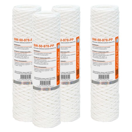 Cartouche SW-75-978-PP sédiment bobinée 9''7/8 - Filtre 75 µm - Crystal Filter® (lot de 4)