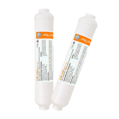 Cartouche charbon en ligne raccord 1/4" taraudé - Crystal Filter® CRI 220 NPTF 1/4" - Lot de 2