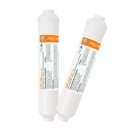 Cartouche charbon en ligne raccord 1/4" taraudé - Crystal Filter® CRI 220 NPTF 1/4" - Lot de 2
