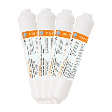 Cartouche charbon en ligne raccord 1/4" taraudé - Crystal Filter® CRI 220 NPTF 1/4" - Lot de 4