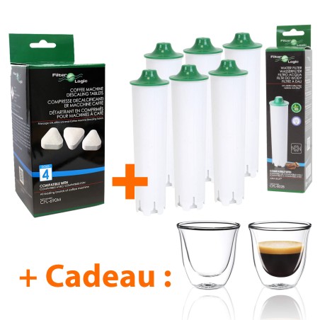 Filtre à eau compatible Jura Blue + Détartrant + Tasses à café offertes