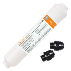 Cartouche charbon en ligne 1/4'' taraudé + raccords rapides 6mm - Crystal Filter® CRI 220