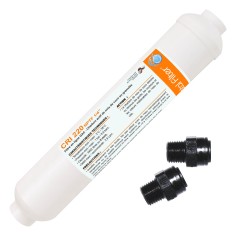 Cartouche charbon en ligne 1/4'' taraudé + raccords rapides 8mm - Crystal Filter® CRI 220