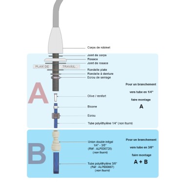 Robinet secondaire 1 voie - Robinet osmoseur modèle ''Colorado'' - Chromé