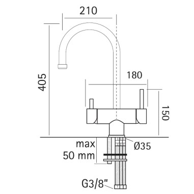 Robinet mitigeur 3 voies - Col de cygne - Anemone - Chromé