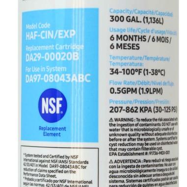 Filtre DA29-00020B / HAFCIN - Filtre frigo Samsung DA29-00020B / HAFCIN