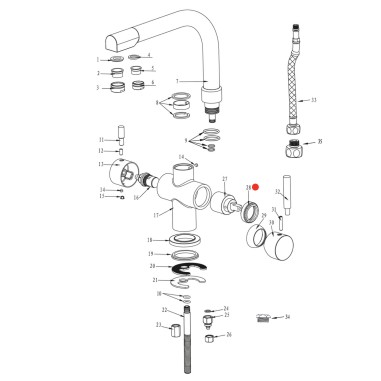 Ecrou de serrage cartouche de mélange robinet Everglades - Denali - Biscayne