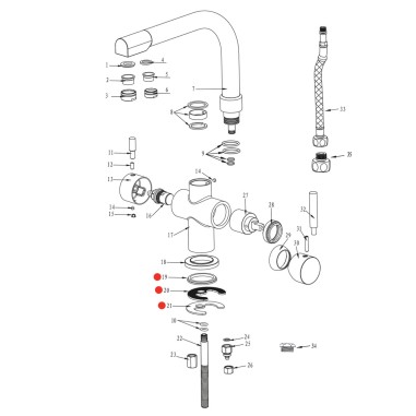 Kit fixation sous plan robinets gamme ''Park''