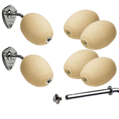 Lot 6 savons rotatifs écoliers lait d'amande + 2 porte-savons chromés à écrou