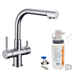Robinet 3 voies Denali Chrome + Kit de filtration QCF-3001/321 - PROMO 2