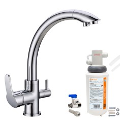 Robinet 3 voies Everglades Chrome + Kit de filtration QCF-3001/321 - PROMO 2