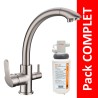 Robinet 3 voies Everglades Nickel brossé + Kit de filtration QCF-3001/321 - PROMO