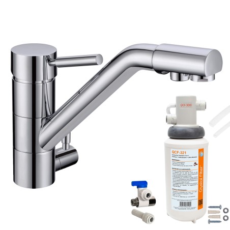 Robinet 3 voies Samoa Chrome + Kit de filtration QCF-3001/321 - PROMO