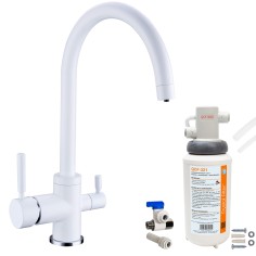 Robinet 3 voies Biscayne Blanc + Kit de filtration QCF-3001/321 - PROMO 2