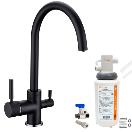 Robinet 3 voies Biscayne Noir + Kit de filtration QCF-3001/321 - PROMO