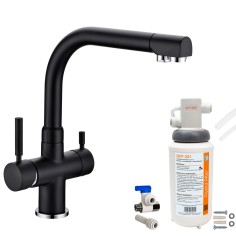 Robinet 3 voies Denali Noir + Kit de filtration QCF-3001/321 - PROMO 2
