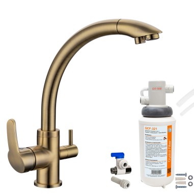 Robinet 3 voies Everglades Bronze + Kit de filtration QCF-3001/321 - PROMO