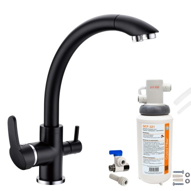 Robinet 3 voies Everglades Noir + Kit de filtration QCF-3001/321 - PROMO