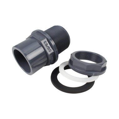 Traversée de réservoir - 63/50 mm  - Mâle/Femelle à coller - Filetée 2'' - PVC Pression