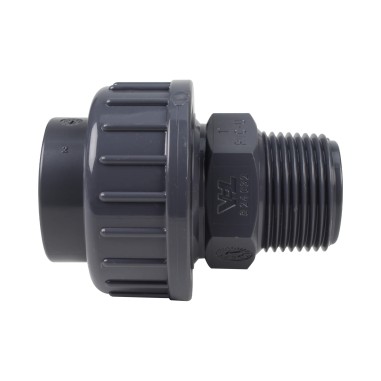 Union trois pièces mixte - 32 mm Femelle à coller - Filetée mâle 1'' -  PVC Pression