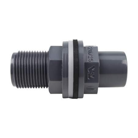 Traversée de réservoir - 25/20 mm  - Mâle/Femelle à coller - Filetée 3/4'' - PVC Pression