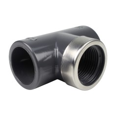 Té mixte 90° - 32 mm Femelle à coller / Femmelle taraudé 1'' - PVC Pression