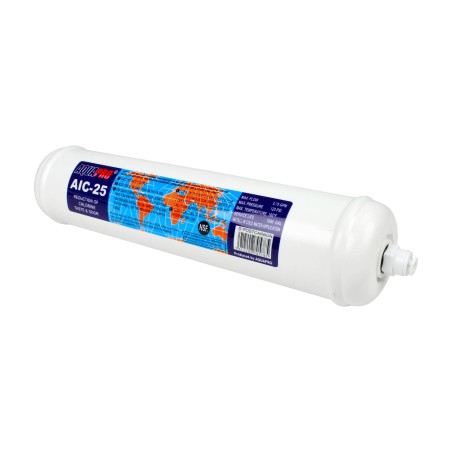 Cartouche en ligne post-filtre charbon AIC-25 AQUAPRO 12'' raccords rapides 1/4''