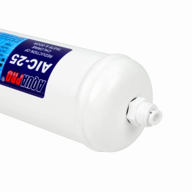 Cartouche en ligne post-filtre charbon AIC-25 AQUAPRO 12'' raccords rapides 1/4''