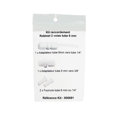 Kit raccordement robinet 3 voies tube 6 mm