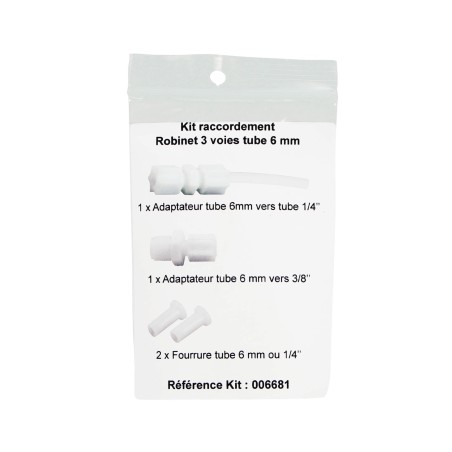 Kit raccordement robinet 3 voies tube 6 mm