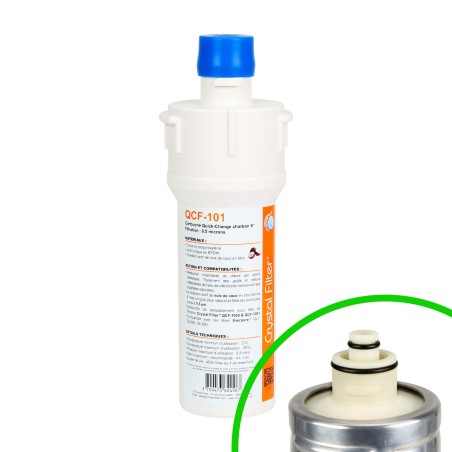 Cartouche Quick-Change charbon 0,5 µm - 8'' - Crystal Filter® QCF-101