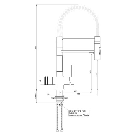Robinet 3 voies avec douchette - Torino - Chromé