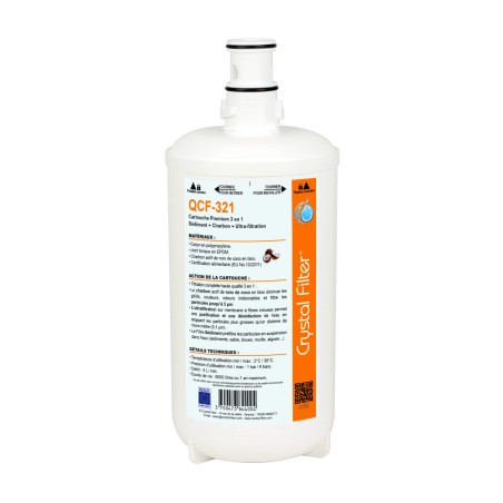 Cartouche Ultrafiltration Crystal Filter® QCF-321 - Filtre sous évier 3 en 1 - Quick-Change