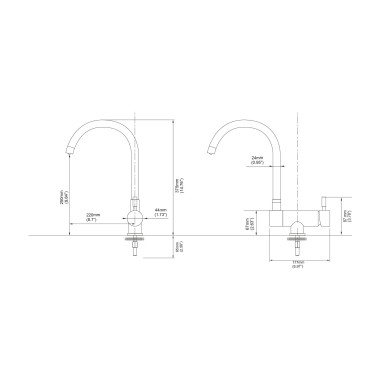 Robinet mitigeur 3 voies rabattable - Arches - Chromé