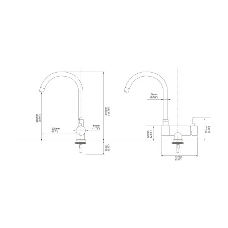 Robinet mitigeur 3 voies rabattable - Arches - Chromé