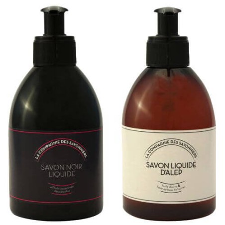 Lot de savons liquide Noir et d'Alep 300 mL - 006014 - Copyright Waterconcept