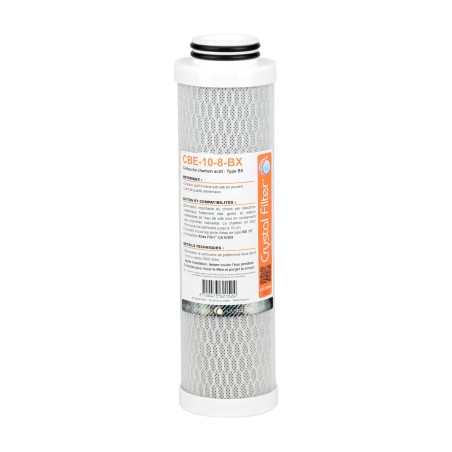 Cartouche CBE-10-8-BX charbon actif BX 10'' - 10 µm - compatible CA10BX - Crystal Filter®