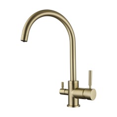 Robinet col de cygne 3 voies -  Biscayne V2 - Or brossé