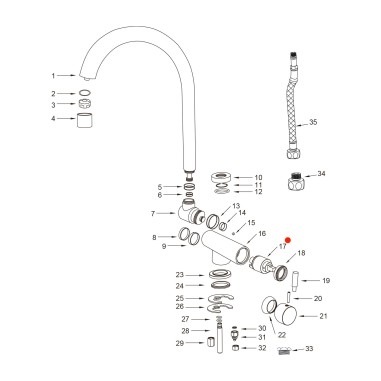 Cartouche de mélange et valve pour eau filtrée robinet Arches - 005-17