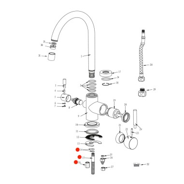 Tige filetée pour eau filtrée robinet Biscayne - Arches