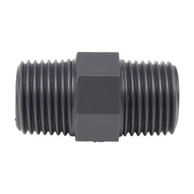 Mamelon double MM - Mâle fileté 3/8'' - PVC Pression