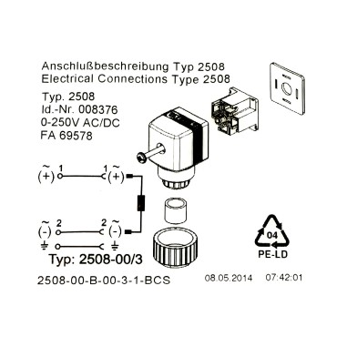 Connecteur forme A - Type 2508 - électrovanne